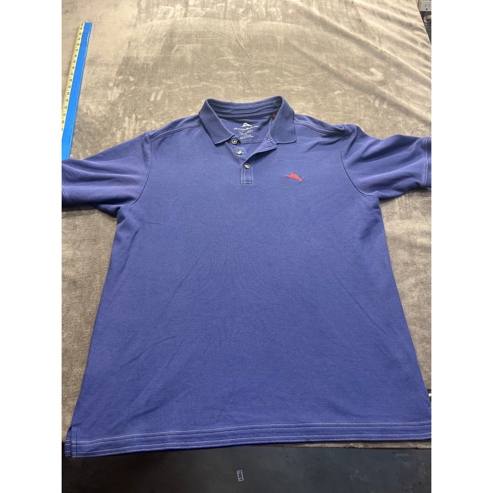 Tommy Bahama Mens Supima Cotton Polo Shirt Purple‎ Short Sleeve Marlin Logo L